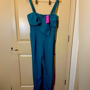 Lilly Pulitzer Kavia Satin Back Crepe Jumpsuit in Hosta Green NWT size 12